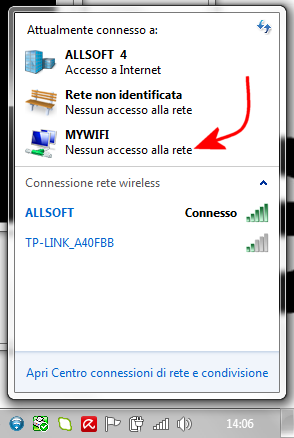 Configurare Windows 7 come hotspot Wi-Fi