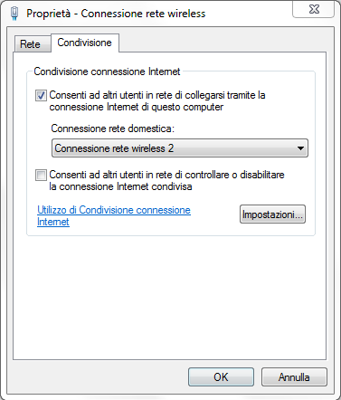 Configurare Windows 7 come hotspot Wi-Fi