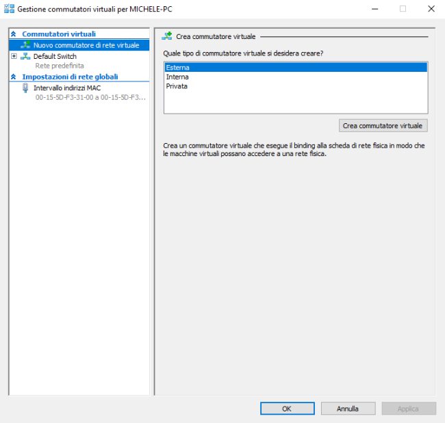 Hyper-V, differenze tra gli switch virtuali