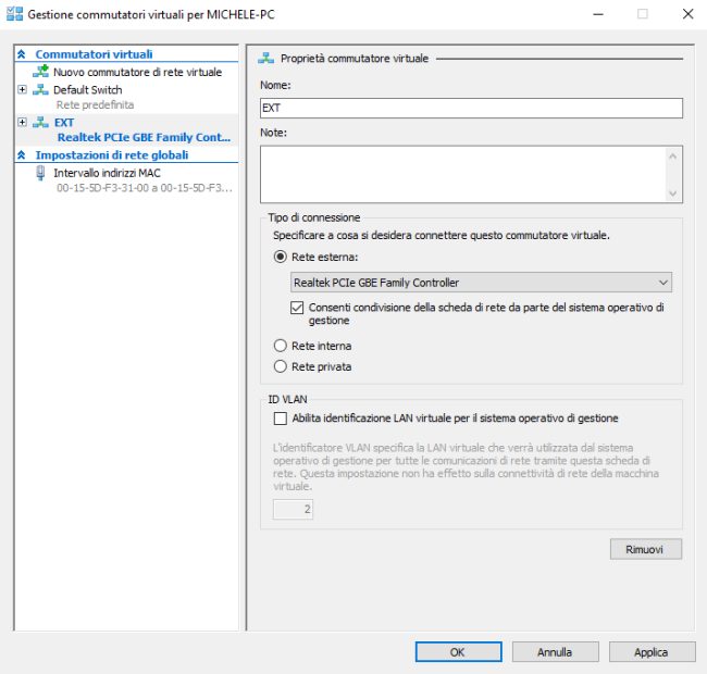 Hyper-V, differenze tra gli switch virtuali