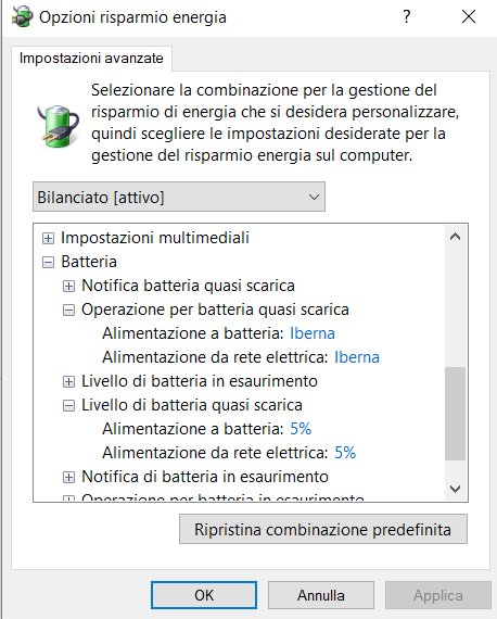Ibernazione: come attivarla automaticamente quando l'autonomia risulta ridotta