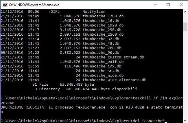 Icone danneggiate o errate in Windows 10