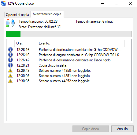 Creare immagine di backup di CD e DVD