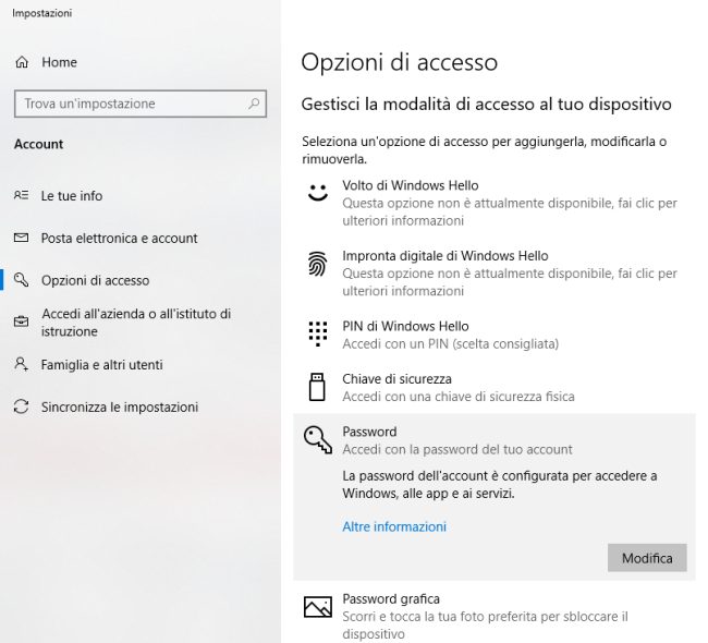 Impostare password Windows: quali comandi usare