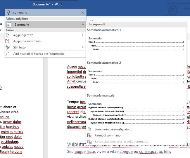 Come creare un sommario o indice Word