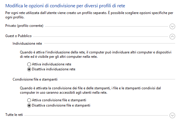 Individuazione della rete disattivata, cosa significa e come risolvere