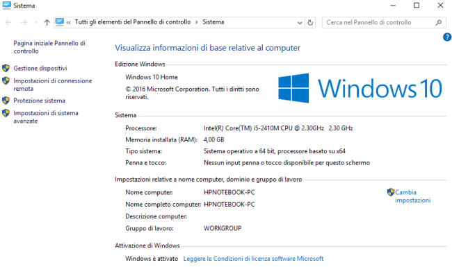 Aggiungere o rimuovere le informazioni di sistema di Windows