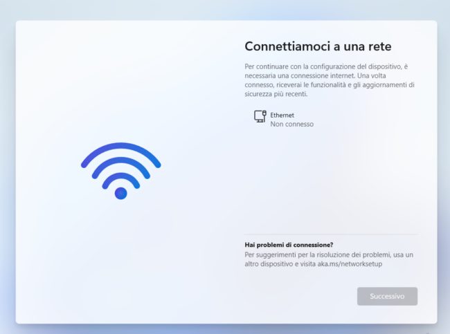 Installare Windows 11 senza connessione di rete