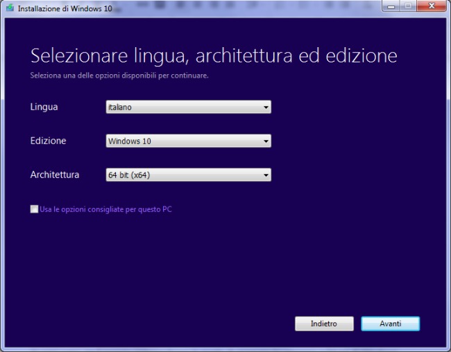 Installare Windows 10 da zero, anche con Product Key