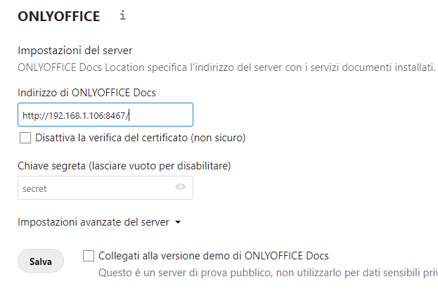 Integrare ONLYOFFICE e Nextcloud su un NAS Synology