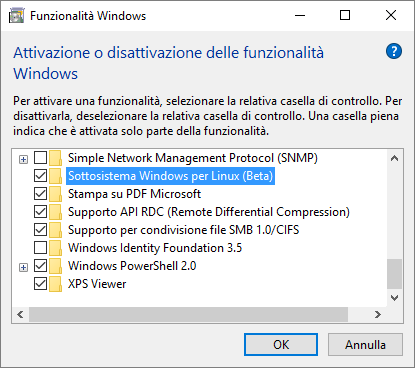 Installare e usare la bash Linux in Windows 10