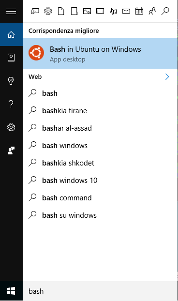 Installare e usare la bash Linux in Windows 10