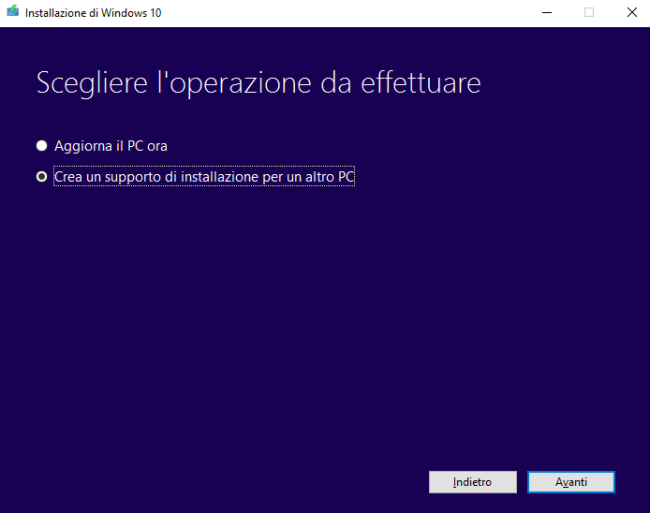 win 10 su chiavetta