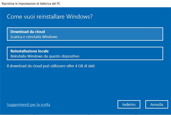 Windows 10, differenza tra Installazione da zero o Fresh Start e Reimposta il PC