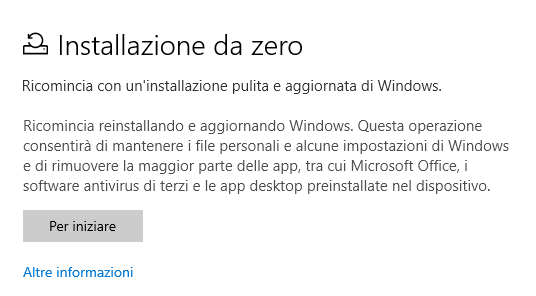 Installazione pulita Windows 10: ecco come procedere