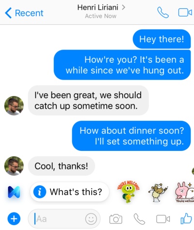 L'intelligenza artificiale di Facebook in Messenger