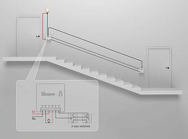 Interruttore smart Sonoff a due vie, per accendere e spegnere le luci a distanza