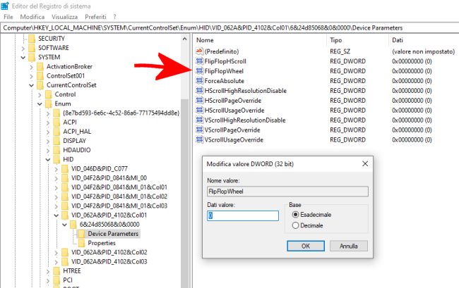 Scrolling, come invertire la direzione in Windows