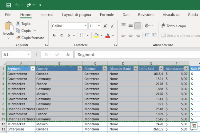 Come invertire righe e colonne in Excel