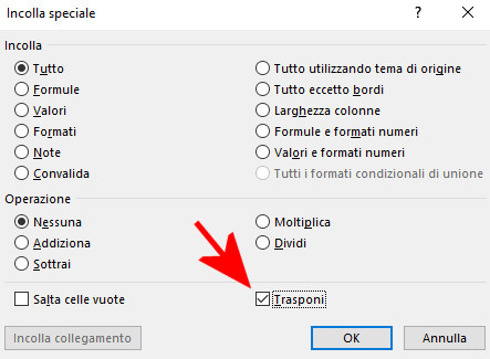 Come invertire righe e colonne in Excel