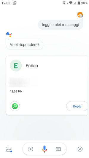 L'assistente Google legge i messaggi in arrivo su WhatsApp e Telegram
