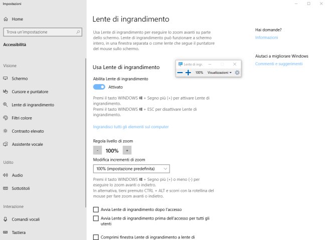 Lente di ingrandimento da usare per le presentazioni con Windows