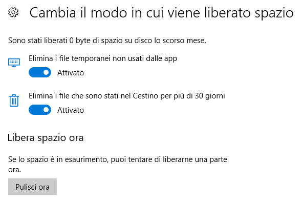 Come liberare spazio su disco