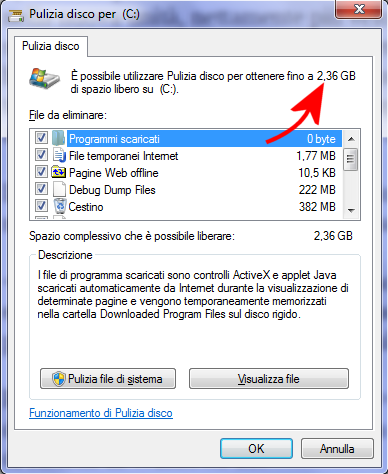 Come liberare spazio su disco