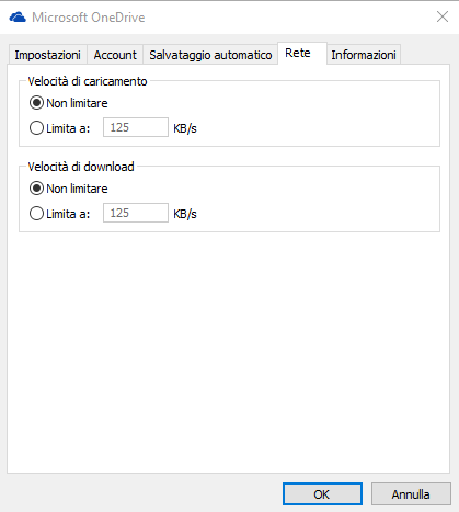 Limitare la banda di OneDrive, ecco come si fa