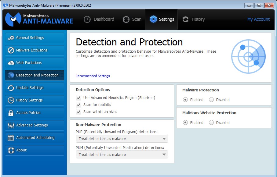 Eliminare virus con Malwarebytes Anti-Malware 2.0