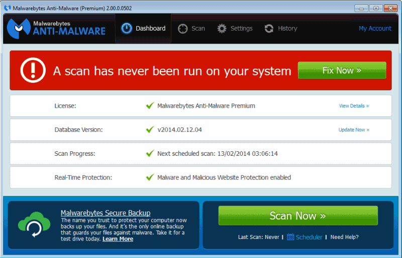 Eliminare virus con Malwarebytes Anti-Malware 2.0