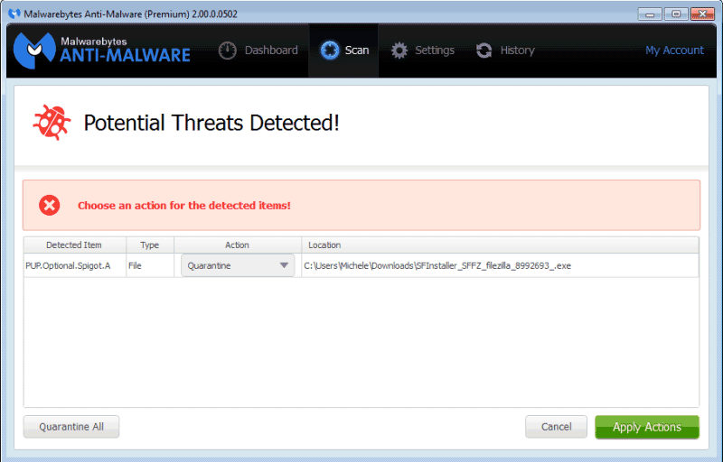 Eliminare virus con Malwarebytes Anti-Malware 2.0