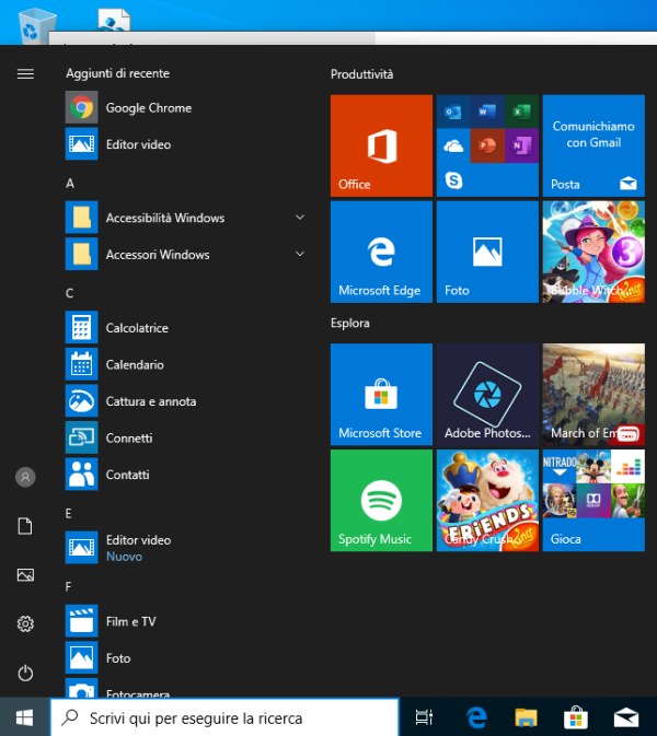 Menu Start di Windows 10: come ripristinare quello delle precedenti versioni