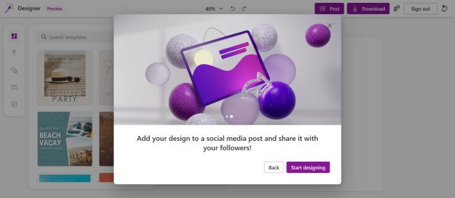 Windows 11: Microsoft Designer permette di creare immagini per post sui social e presentazioni