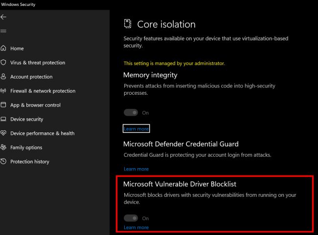 Microsoft Defender blocca anche i driver che presentano vulnerabilità