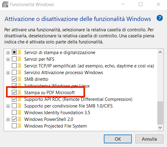 Microsoft Print to PDF, come rimuovere o aggiungere la stampante virtuale