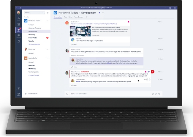 Microsoft Teams facilita la collaborazione e sfida Slack