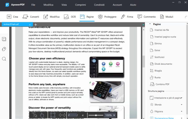 Modifica PDF semplice con ApowerPDF, gratis per 3 mesi