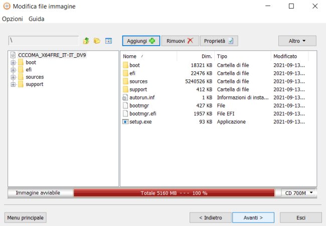Modificare immagine ISO, anche quella di Windows 11
