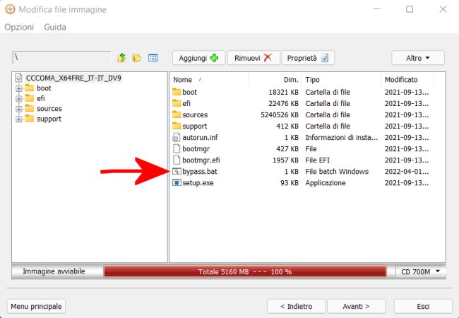 Modificare immagine ISO, anche quella di Windows 11