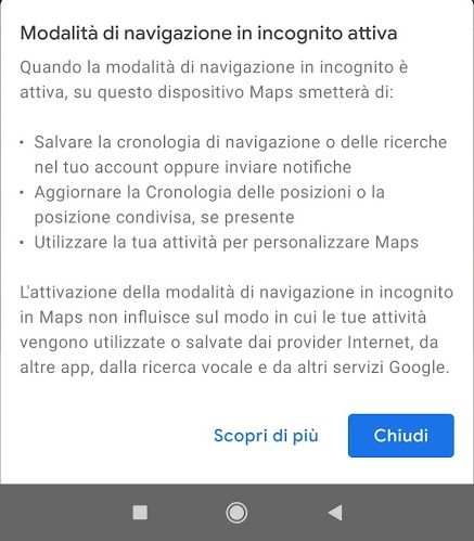 Navigazione in incognito su Google Maps: cos'è, a cosa serve e come si attiva