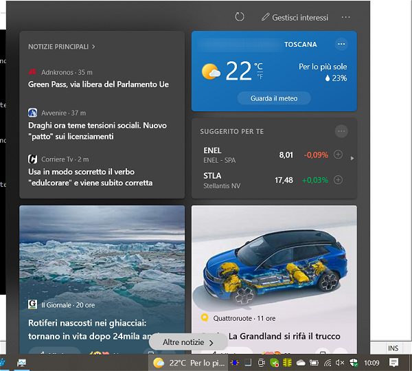 Notizie e interessi nella barra delle applicazioni di Windows 10: come rimuoverli