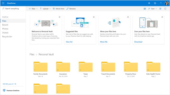 Microsoft presenta Personal Vault, un contenitore crittografato integrato in OneDrive