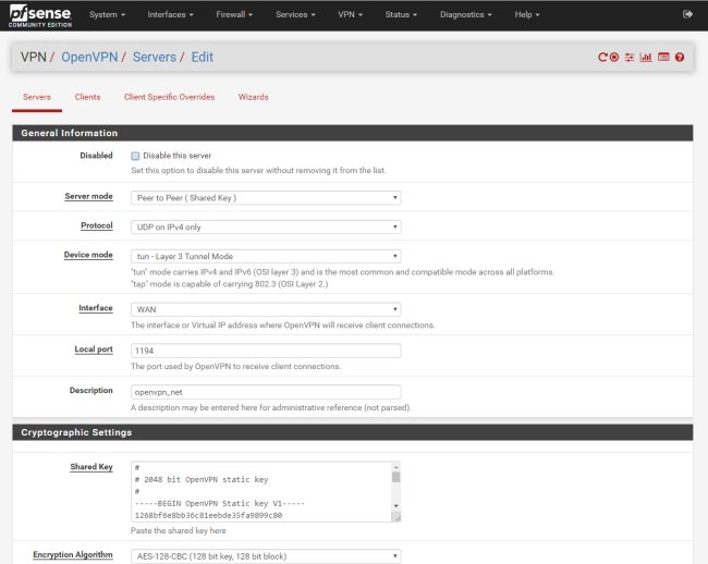 Configurare un server OpenVPN con pfSense