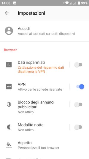 Opera VPN anche nel browser Android: è però solo un proxy