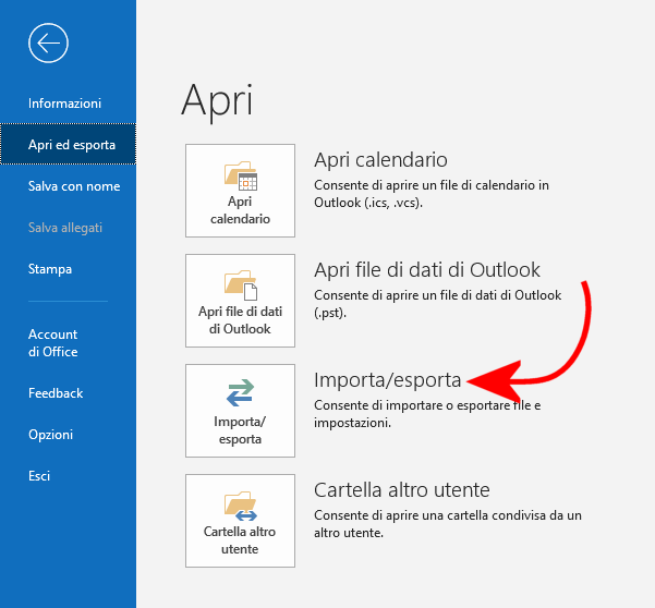 Outlook email al sicuro con l'esportazione su supporto USB