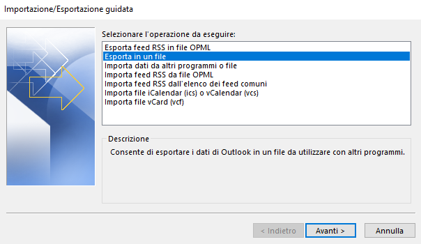 Outlook email al sicuro con l'esportazione su supporto USB