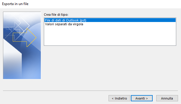 Outlook email al sicuro con l'esportazione su supporto USB