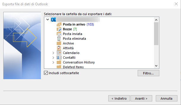 Outlook email al sicuro con l'esportazione su supporto USB