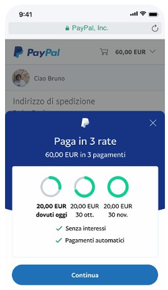 PayPal, pagamento a rate disponibile in Italia